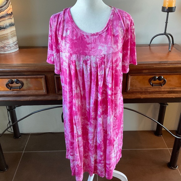 Tie Dye Women’s Night-Shirt. Pink/White. Size L - Picture 1 of 8
